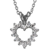 Platinum Round Natural Diamond Heart Necklace