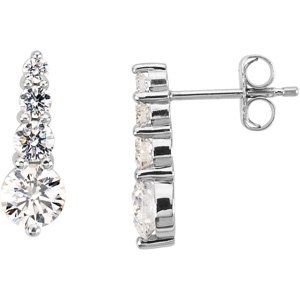 Platinum Round Natural Diamond Journey Earrings