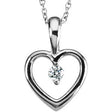 Platinum Round Natural Diamond Accented Heart Necklace