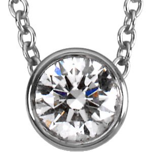 Platinum Round Natural Diamond Solitaire Necklace