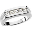 Platinum Square Natural Diamond Five-Stone Ring