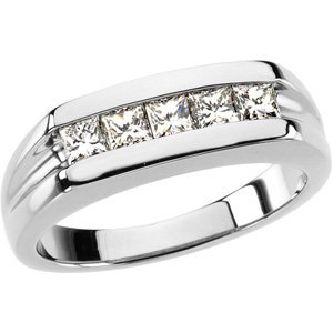 Platinum Square Natural Diamond Five-Stone Ring