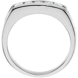 Platinum Square Natural Diamond Five-Stone Ring - view 2