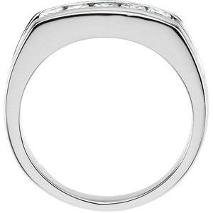Platinum Square Natural Diamond Five-Stone Ring - view 2