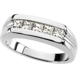 Platinum Square Natural Diamond Five-Stone Ring - view 5