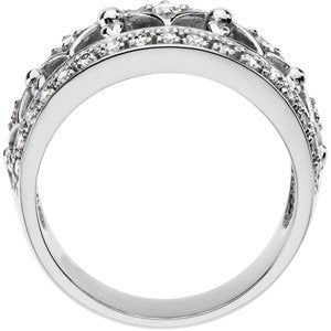 Platinum Round Natural Diamond Accented Ring – 2.2mm Stones - view 2