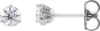 Platinum Natural Diamond Round 3-Prong Scroll Stud Earrings – 3-4mm Stones