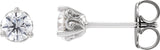 Platinum Natural Diamond Round 3-Prong Scroll Stud Earrings – 3-4mm Stones