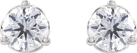 Platinum Natural Diamond Round 3-Prong Scroll Stud Earrings – 3-4mm Stones - view 2