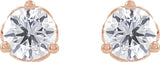 14K Gold Natural Diamond Round 3-Prong Scroll Stud Earrings – 3-4mm Stones - Rose Gold - view 2