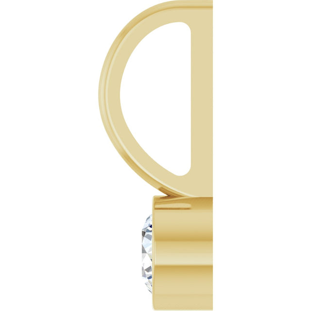 14K Gold Round Natural Diamond Bezel-Set Solitaire Pendant - Yellow Gold - view 3