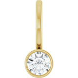14K Gold Round Natural Diamond Bezel-Set Solitaire Pendant - Yellow Gold