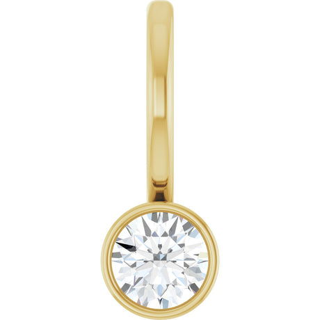 14K Gold Round Natural Diamond Bezel-Set Solitaire Pendant - Yellow Gold