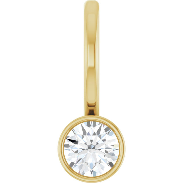 14K Gold Round Natural Diamond Bezel-Set Solitaire Pendant - Yellow Gold