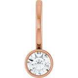 14K Gold Round Natural Diamond Bezel-Set Solitaire Pendant - Rose Gold