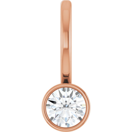14K Gold Round Natural Diamond Bezel-Set Solitaire Pendant - Rose Gold