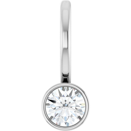 14K Gold Round Natural Diamond Bezel-Set Solitaire Pendant - White Gold