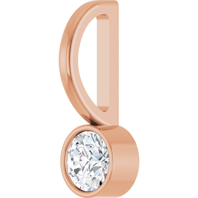 14K Gold Round Natural Diamond Bezel-Set Solitaire Pendant - Rose Gold - view 2