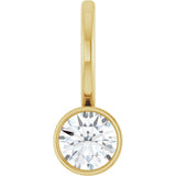 14K Gold Round Natural Diamond Bezel-Set Solitaire Pendant - Yellow Gold