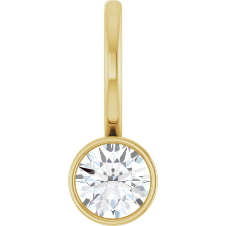 14K Gold Round Natural Diamond Bezel-Set Solitaire Pendant - Yellow Gold
