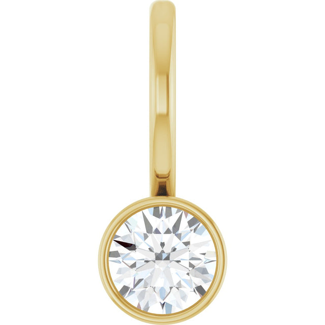 14K Gold Round Natural Diamond Bezel-Set Solitaire Pendant - Yellow Gold