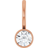 14K Gold Round Natural Diamond Bezel-Set Solitaire Pendant - Rose Gold