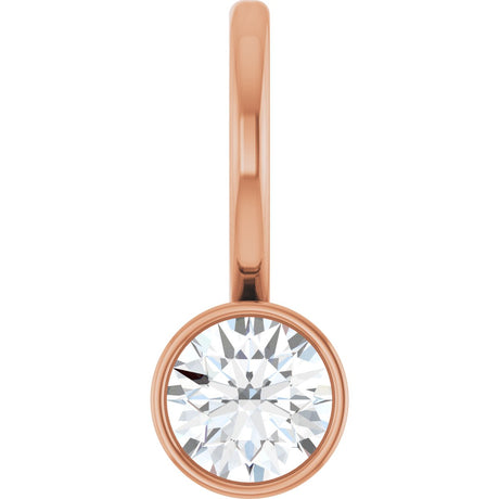 14K Gold Round Natural Diamond Bezel-Set Solitaire Pendant - Rose Gold