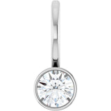 14K Gold Round Natural Diamond Bezel-Set Solitaire Pendant - White Gold