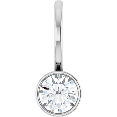 14K Gold Round Natural Diamond Bezel-Set Solitaire Pendant - White Gold
