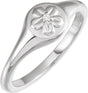 Platinum Round Natural Diamond Accented Floral Ring