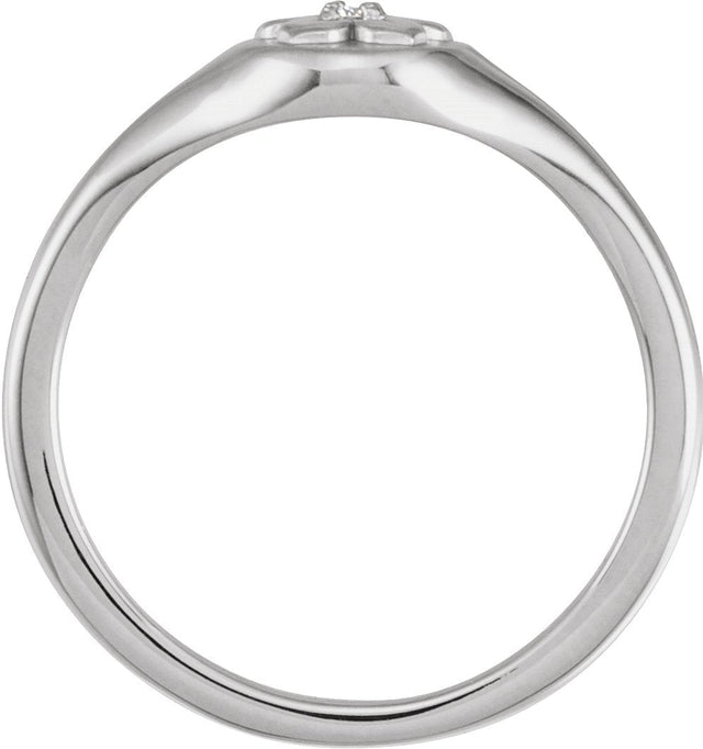 14K Gold Round Natural Diamond Accented Floral Ring – 1.5mm Stones - White Gold - view 2