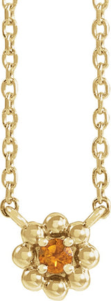 14K Gold Round Natural Citrine Accented Beaded Necklace - Yellow Gold