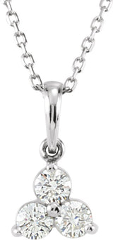 14K Gold Three-Stone Necklace - White Gold