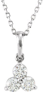 14K Gold Three-Stone Necklace - White Gold