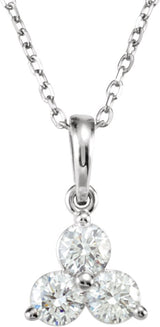 14K Gold Three-Stone Necklace - White Gold