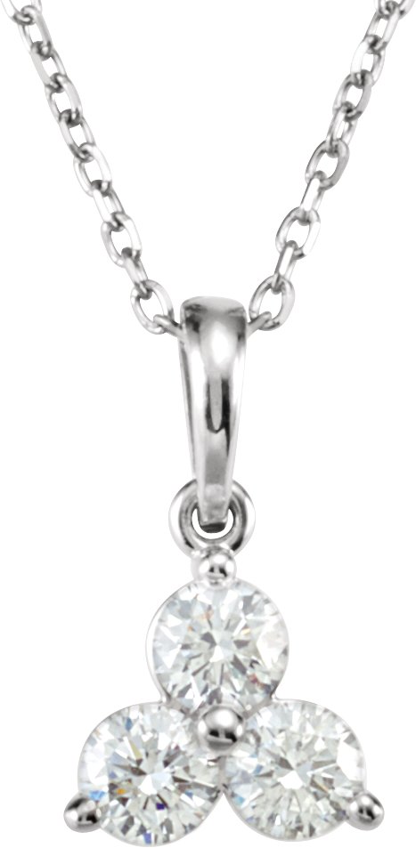 14K Gold Three-Stone Necklace - White Gold