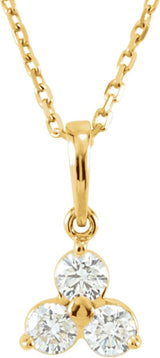 14K Gold Three-Stone Necklace - Yellow Gold