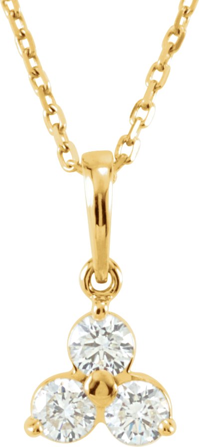 14K Gold Three-Stone Necklace - Yellow Gold