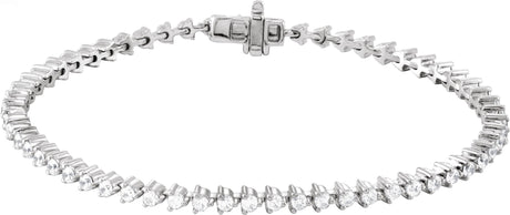 14K Gold Round Lab-Grown Diamond Line Bracelet – 1.6-2.3mm Stones - White Gold