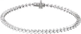 14K Gold Round Natural Diamond Line Bracelet – 1.6-2.3mm Stones - White Gold