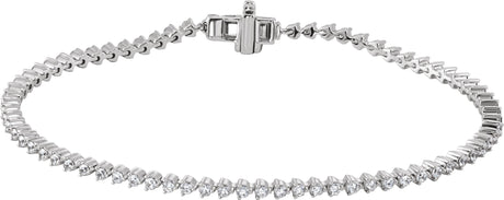 14K Gold Round Lab-Grown Diamond Line Bracelet – 1.6-2.3mm Stones - White Gold