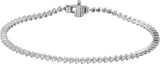 14K Gold Round Natural Diamond Line Bracelet – 1.6-2.3mm Stones - White Gold