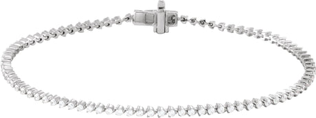 14K Gold Round Lab-Grown Diamond Line Bracelet – 1.6-2.3mm Stones - White Gold