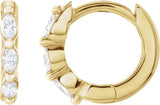 14K Gold Natural Diamond Marquise Hoop Earrings - Yellow Gold