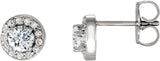 14K Gold Natural Diamond Round 4-Prong Halo-Style Earrings – 3.4-6.5mm Stones - White Gold
