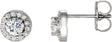 Platinum Natural Diamond Round 4-Prong Halo-Style Earrings – 3.4-6.5mm Stones