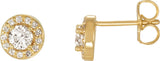 14K Gold Lab-Grown Diamond Round 4-Prong Halo-Style Earrings - Yellow Gold