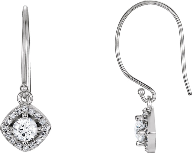 14K Gold Round Natural Diamond Halo-Style Earrings – 3.4-6.3mm Stones - White Gold