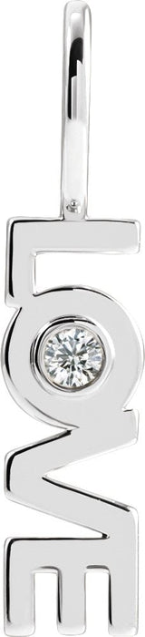 Platinum Round Natural Diamond Love Pendant