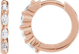 14K Gold Natural Diamond Marquise Hoop Earrings - Rose Gold